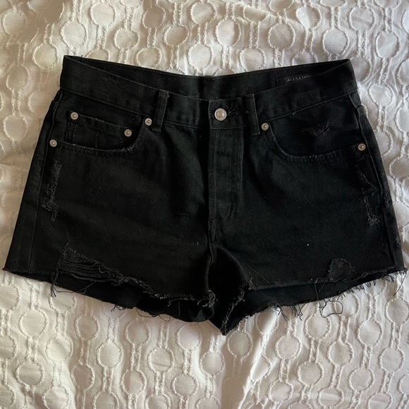 All Saints Pants - All Saints Black Denim Shorts